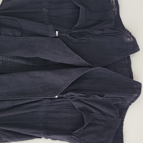 Torrid Feel The Fit Lagenlook Boho Black Cotton Gause Open Vest 1X 14-16 K14 - Picture 6 of 9